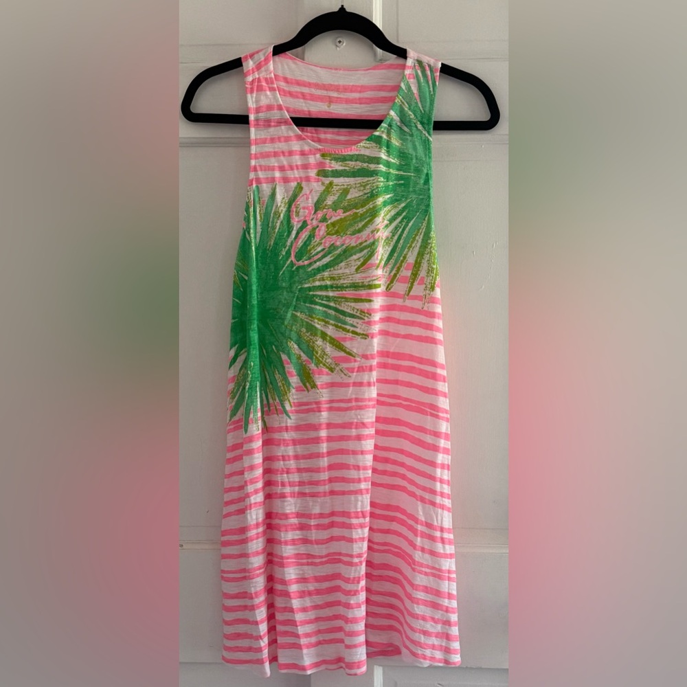 Lilly Pulitzer Whitney Gone Coconuts Swing Dress Cover Up XS Pink Green - Picture 6 of 9